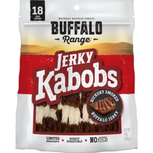 Buffalo Range Jerky Kabobs Hickory Smoked Flavor Rawhide Chew Dog Treats - 18ct