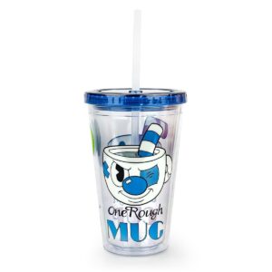 Just Funky Cuphead One Rough/Tough Cup 16oz Carnival Cup w/ Straw & Lid