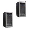 NutriChef Digital Electric 18 Bottle Adjustable Temperature Thermoelectric Freestanding Wine Chiller Cooler Cabinet Fridge, Black (2 Pack)