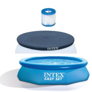 Filter Cartridge Bundled w/ Vinyl Round Cover & Inflatable Kid Swimming Pool