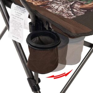 Timber Ridge Indoor Outdoor Portable Lightweight Folding Camping High Back Lounge Chair w/ Cup Holder and Carry Bag for Hiking, Beach, and Patio, Camo