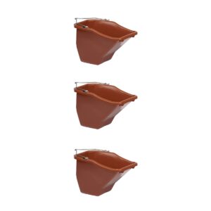 Little Giant 20 Quart Durable Plastic Flat Back Livestock Feed Bucket with Animal Accommodating Angular Design, Red (3 Pack)