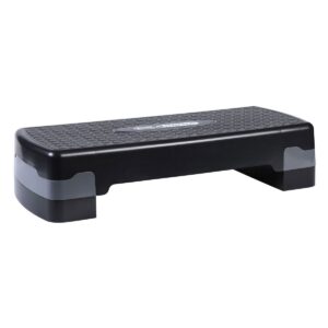 HolaHatha Compact Portable Aerobic Step Platform Workout Exercise Equipment, Fitness Cardio Stepper w/ Adjustable Height for Home Gym & Travel, Black