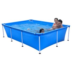 JLeisure Avenli 17773 Outdoor Backyard 10 x 6.5 x 2 Feet Above Ground Rectangular Steel I Frame Swimming Pool with Repair Kit, Blue