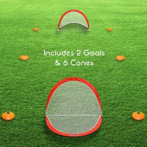 GoSports Portable Pop Up Soccer Goals ,2.5 Feet Wide, Set of 2 Nets with Agility Training Cones and Carrying Case for Backyard, Kids, and Adults,