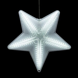 Alpine Corporation 19 in. Tall Christmas 3D Hanging Star Ornament Decoration with LED Lights