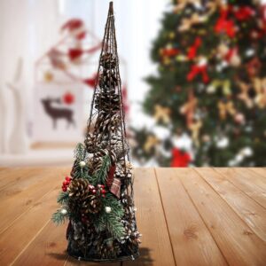 Alpine Corporation 20 in. Tall Rustic Pinecone Christmas Tree Decor