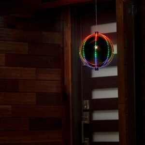 Alpine Corporation 13 in. Tall Multi-Color LED Lights Alpine Hanging Christmas Ball Ornament, Silver