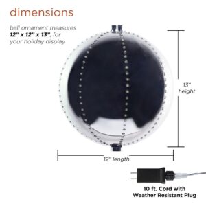 Alpine Corporation 13 in. Tall Multi-Color LED Lights Alpine Hanging Christmas Ball Ornament, Silver