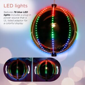 Alpine Corporation 13 in. Tall Multi-Color LED Lights Alpine Hanging Christmas Ball Ornament, Silver