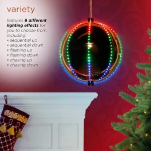 Alpine Corporation 13 in. Tall Multi-Color LED Lights Alpine Hanging Christmas Ball Ornament, Silver