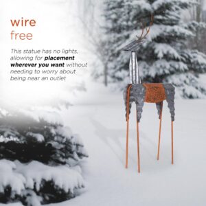 Alpine Corporation 30 in. Tall Metal Rustic Standing Reindeer Christmas Decoration