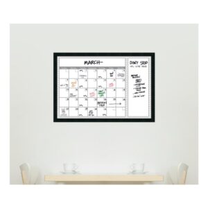 Amanti Art Grey Chevron Calendar 38 in. W x 26 in. H Framed Glass Dry Erase Board