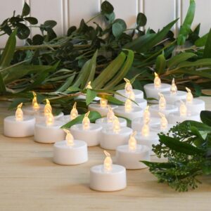 LUMABASE Battery Operated Amber LED Tea Lights - Value Pack (24-Count)
