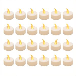 LUMABASE Battery Operated Amber LED Tea Lights - Value Pack (24-Count)