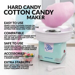 Nostalgia Retro Aqua Hard and Sugar Free Cotton Candy Maker with Cotton Candy Cones