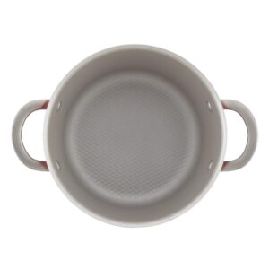 Ayesha Curry Home Collection 4.5 Qt. Porcelain Enamel Nonstick Covered Saucepot in Sienna Red