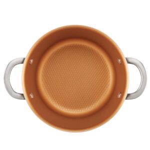 Ayesha Curry Home Collection 4.5 Qt. Brown Sugar Porcelain Enamel Non-Stick Covered Saucepot