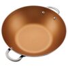 Ayesha Curry Home Collection 14 in. Porcelain Enamel Nonstick Wok in Brown Sugar