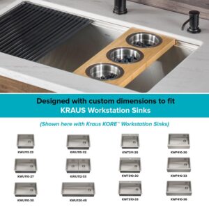 KRAUS 16.75 in. Workstation Kitchen Sink Composite Serving Board Set with Round Stainless Steel Bowls