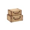 LITTON LANE Rectangular Wooden Burlap Trunk Boxes with Hinged Lids (Set of 2)