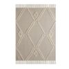 LR Home Fringe Tufted Geometric Beige / Cream Cotton Throw Blanket