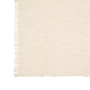 LR Resources LR Home Handmade Boho Farmhouse Natural - Off White Sofa Bed Throw Blanket with Fringe