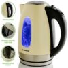 Ovente 7-Cup Beige Stainless Steel Electric Kettle, Automatic Shut-Off and Boil-Dry Protection