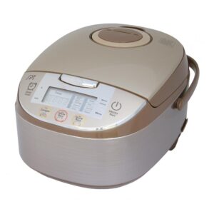 SPT 8-Cup Beige Rice Cooker with Steam Basket and Built-In Timer