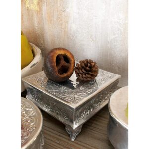 Benzara Silver Aluminum Cake Stand