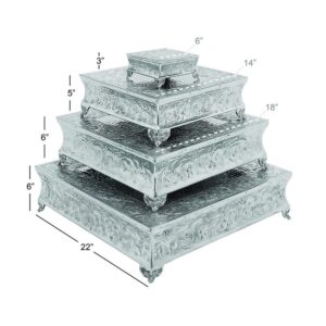 Benzara Silver Aluminum Cake Stand