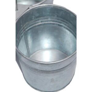 Benzara Galvanized Metal Gray Color Cutlery Holder with 3-Buckets and Ring Holder