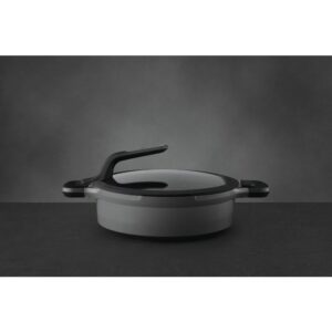 BergHOFF GEM Stay Cool 4.1 qt. Cast Aluminum Nonstick Saute Pan in Gray with Glass Lid