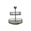 3R Studios Black Decorative 2-Tier Tray with Rooster Top