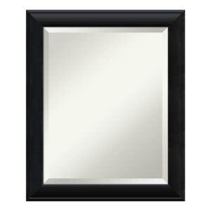 Amanti Art Nero 20 in. W x 24 in. H Framed Rectangular Beveled Edge Bathroom Vanity Mirror in Black