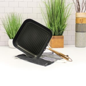 BergHOFF Ouro 11.7 in. Hard-Anodized Aluminum Nonstick Grill Pan in Black and Rose Gold