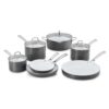 Calphalon Classic 11-Piece Hard-Anodized Aluminum Ceramic Nonstick Cookware Set in Black and White