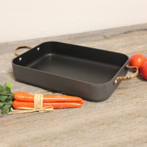 BergHOFF Ouro Hard Anodized Aluminum Black Roaster Pan with Rose Gold Handles