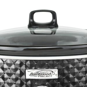 Brentwood Appliances Diamond 7 Qt. Black Slow Cooker with Tempered Glass Lid