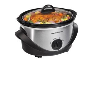 Hamilton Beach 4 Qt. Black Chrome Slow Cooker with Temperature Settings and Glass Lid