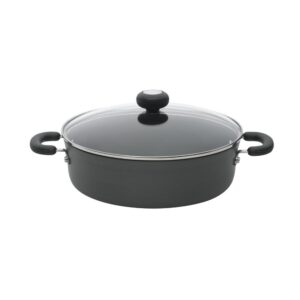 Circulon Classic 4 qt. Round Hard-Anodized Aluminum Nonstick Casserole Dish in Black with Glass Lid