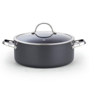 Cooks Standard 7 qt. Round Hard-Anodized Aluminum Nonstick Casserole Dish in Black with Glass Lid
