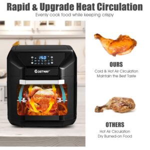 Costway 10.6 Qt. Black Air Fryer with Rotisserie