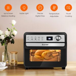 Costway 23 qt. Black 12-in-1 Air Fryer Oven with Rotisserie