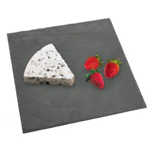 Creative Home Natural Slate Black Stone 12 in. x 12 in. Square Serving Board Cheese Platter Hot Pan Trivet