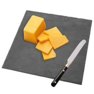 Creative Home Natural Slate Black Stone 12 in. x 12 in. Square Serving Board Cheese Platter Hot Pan Trivet