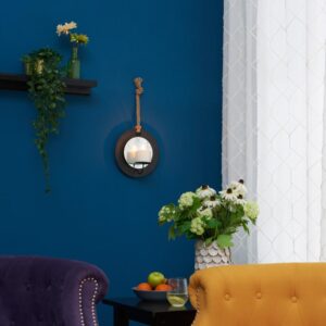 DANYA B Algarve Black Round Pillar Candle Sconce with Mirror and Rope