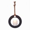 DANYA B Algarve Black Round Pillar Candle Sconce with Mirror and Rope