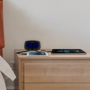 Equity by La Crosse 0.9 in. Blue LED Dual USB Digital Alarm Clock