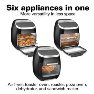 Hamilton Beach 11 Qt. Black Digital Air Fryer with Rotisserie and Rotating Basket